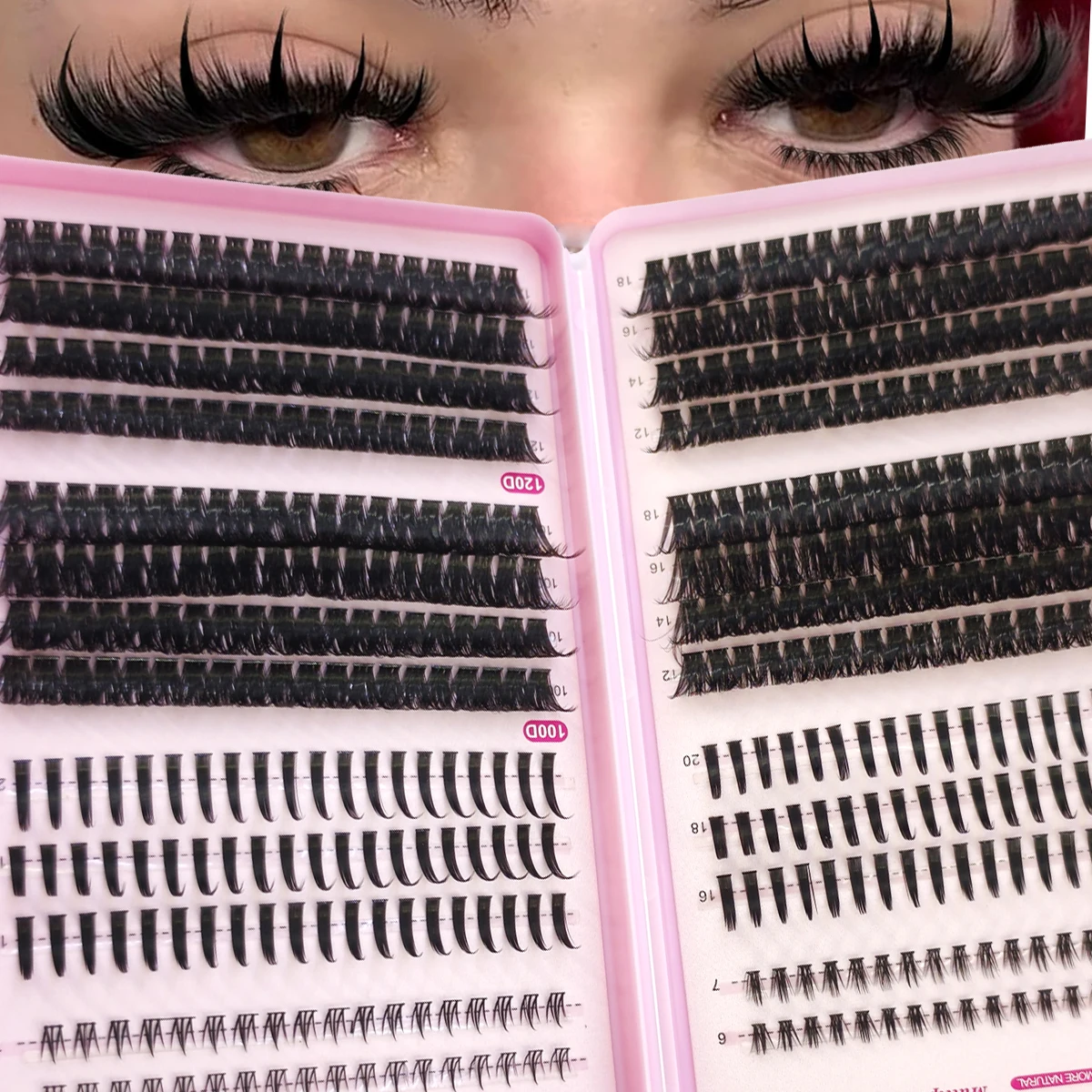 Neue Erweiterte 600PCS Bundle100D120D + Fee + Untere Wimpern Natürlichen Stil Unabhängige Wimpern Handgemachte Wimpern Bündel 3D Nerz Wimpern