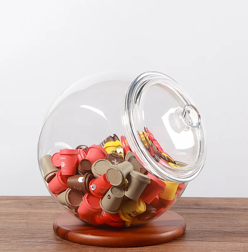 Transparent Acrylic Airtight Jar Oblique Large Capacity Storage Bottle Coffee Bean Candy Food Storage Containers Kitchen Storage