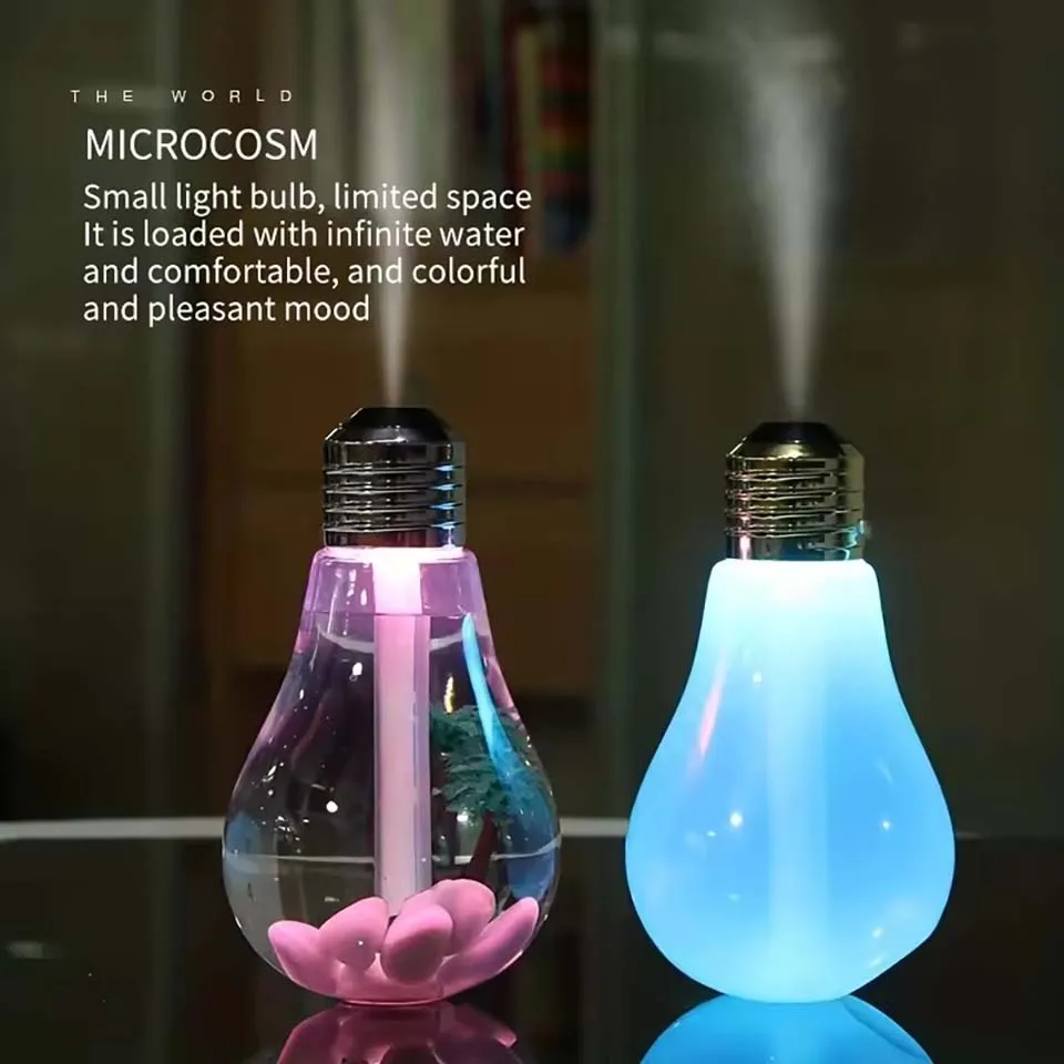 Mute Small USB Bulb Humidifier Desktop Colorful Night Light Air Humidifier Car Mini usb Aromatherapy Machine Atomizer diffuser
