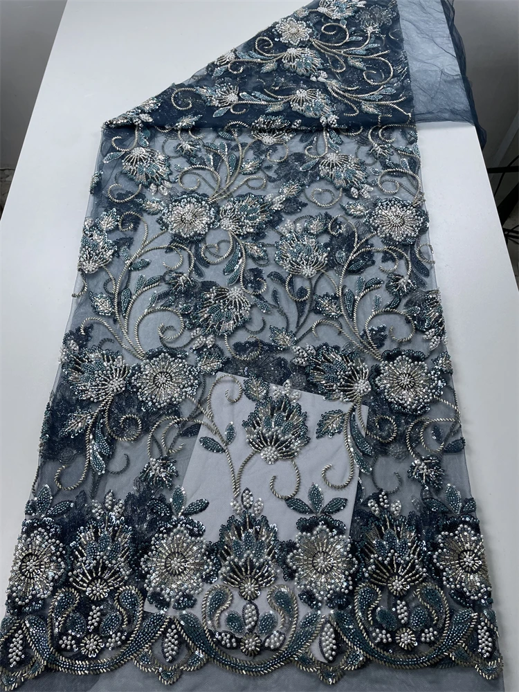 

2024, роскошная африканская кружевная ткань с блестками и бисером, высокое качество, нигерийская свадебная вышивка для жениха, французский тюль, шитье