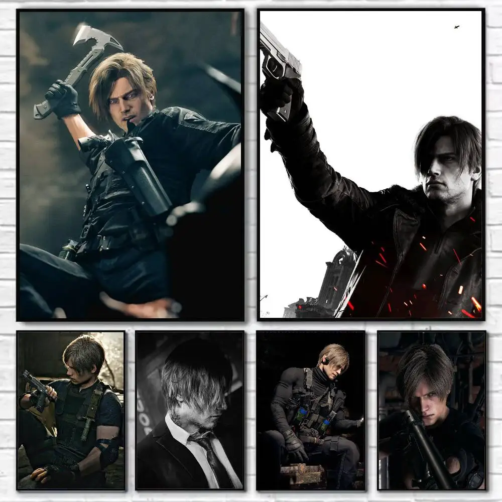 Leon R-Resident RE9 Evil 9 Poster Self-adhesive Art Waterproof Paper Sticker Coffee House Bar Room Wall Decor