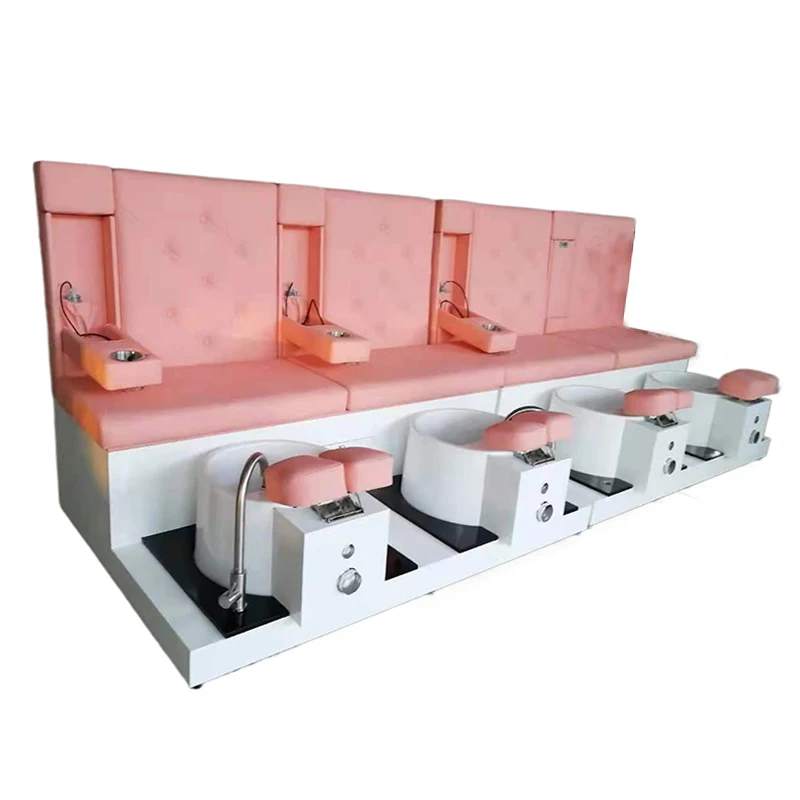 Hot Salon Furniture Foot Bath Sofa Electric Recliner Beauty Salon Three-seat Pedicure Chair with Bowl