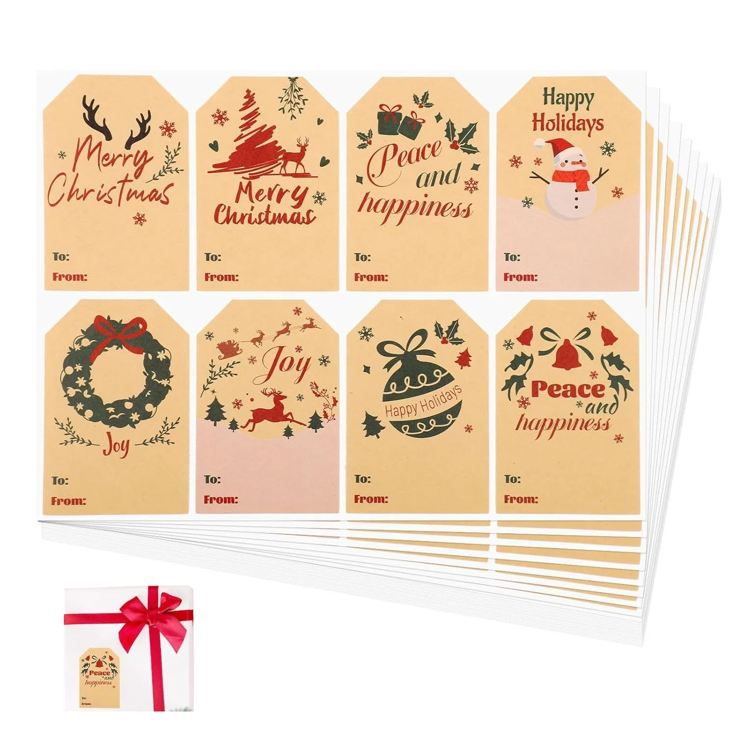 

Merry Christmas Gift Sealing Stickers Kraft Paper Labels Xmas New Year Party Decoration Packaging Supplies Natal Noel Navidad