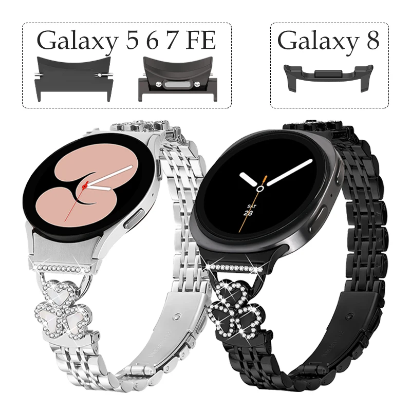 

Ремешок с лепестками в форме сердца подходит для Samsung Galaxy Watch 8, металлический браслет 40/44 мм для Samsung Galaxy Watch FE 7 6 5 Classic