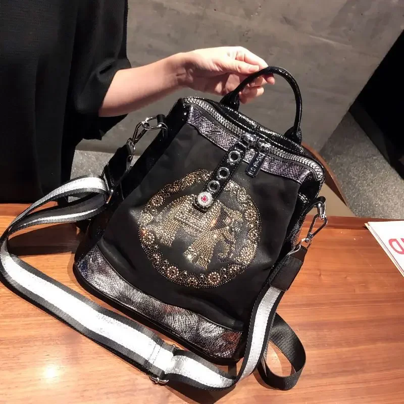 Popular Diamond Women\'s One Shoulder Diagonal Straddle Bag Trendy Fashion Large Capacity Three purpose Backpack Casual Backpack