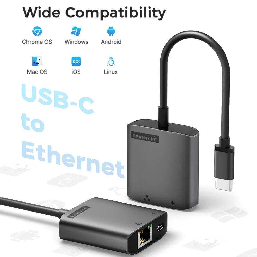 Lemorele USB Ethernet Adapter USB3.0 1000Mbps USB to RJ45 Network Card for Laptop Xiaomi Mi Box S Nintendo Switch PC Internet US