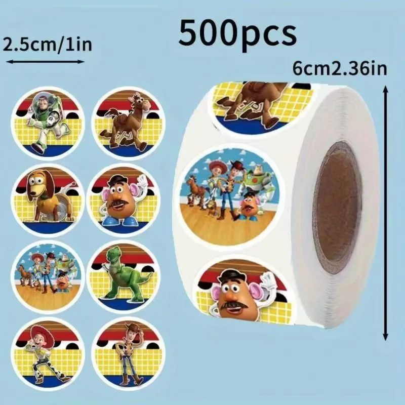 500 autocollants en rouleau Toy Story Graffiti, autocollants de scellage de dessins animés avec Woody et Buzz Lightyear pour ordinateur portable et papeterie