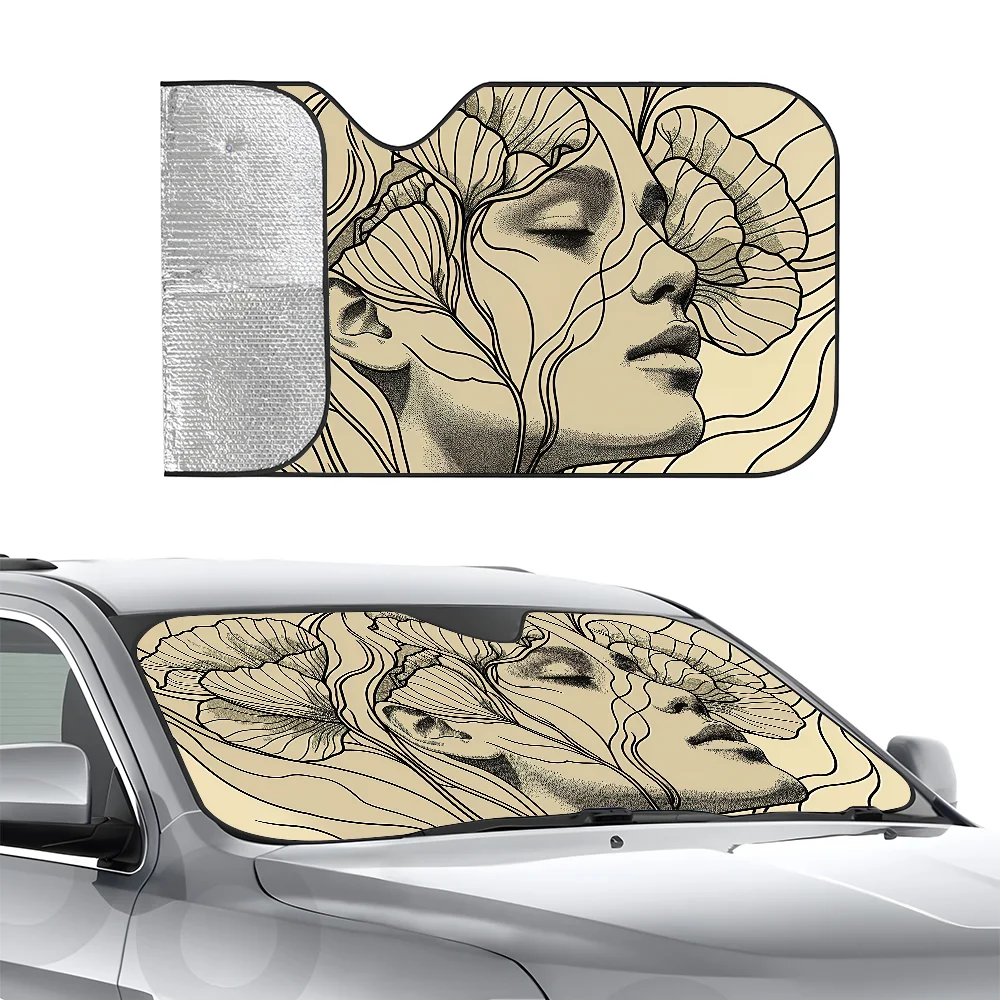 

Минимальная эстетическая женская линия автомобиля SunSha, трехслойная изоляция, переднее лобовое стекло автомобиля, солнцезащитная присоска, блоки УФ-лучей, солнце