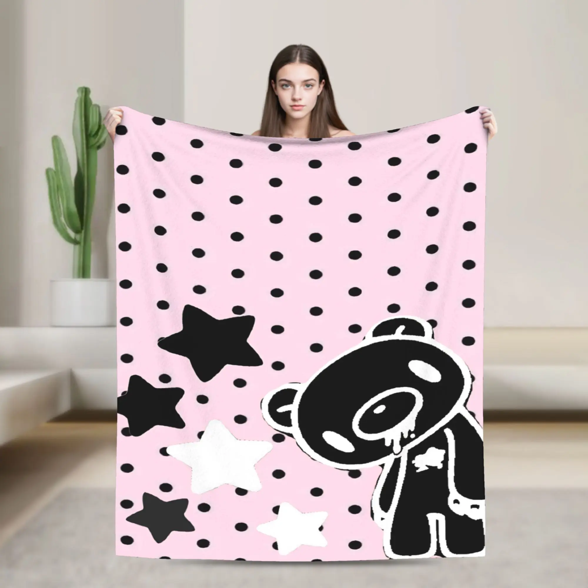 Pink Horror Bear  Blanket Cover Gloomys Fuzzy Throw Blankets Bed Sofa Personalised Lightweight Bedspread