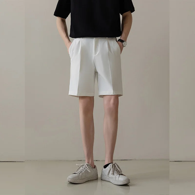 Men's Summer New Suit Shorts Korean Style Casual High-End Wrinkle-Free Straight Slim Fit Five-Point Pants Trendy