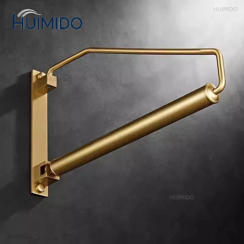 Brushed Gold Wall Clothing Hanger Holder Folding Black Clothes Drying Rack Brass Gold Clothing Hanger Organizer Rack