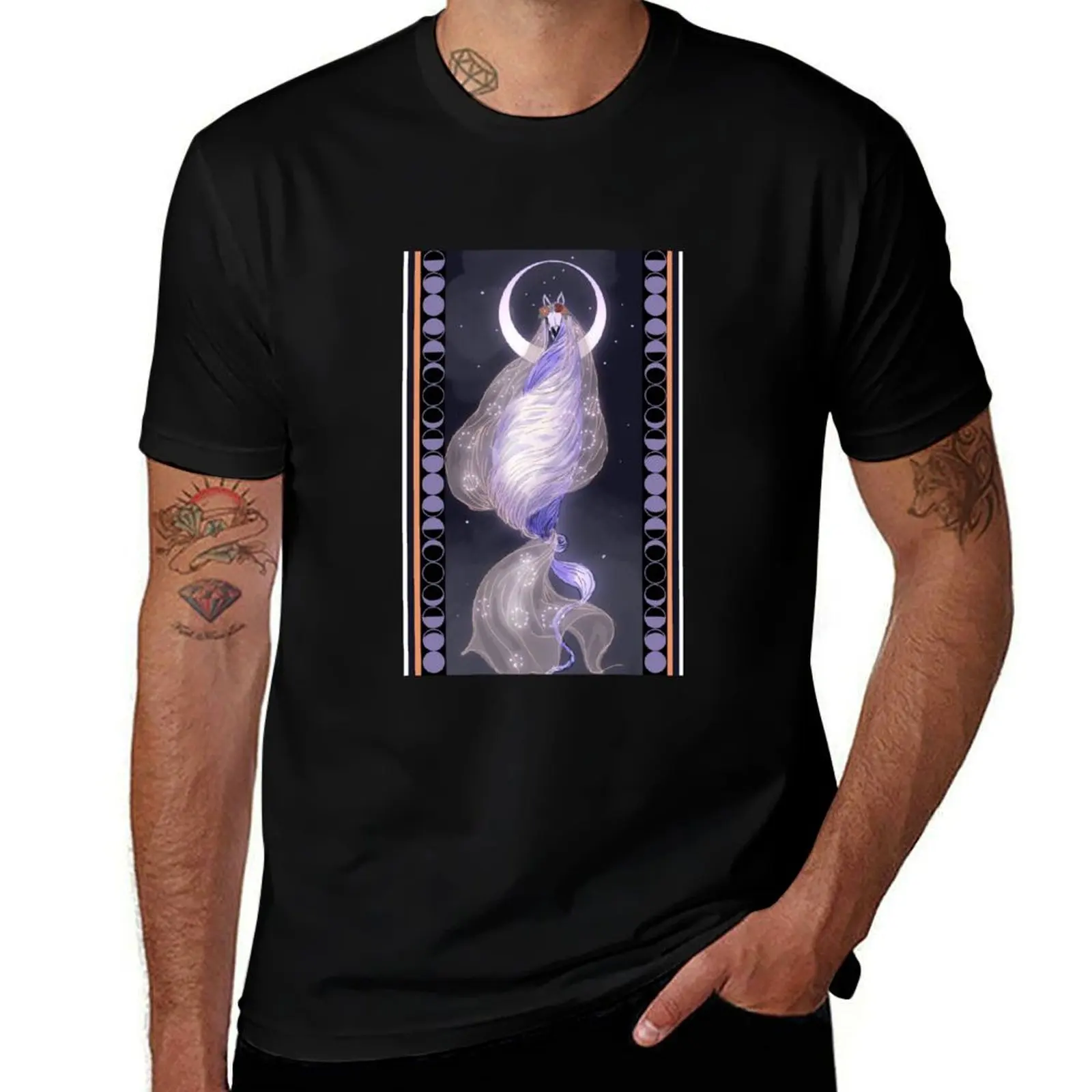Alphons Mucha Moon inspired Mari Lwyd T-Shirt t shirts for man graphic tees T-Shirt