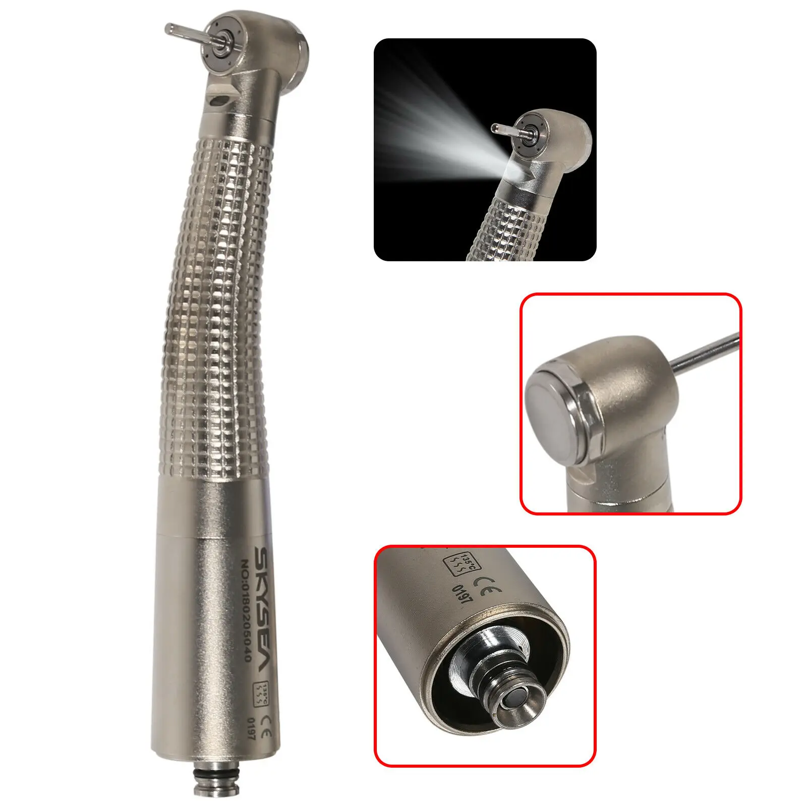 

Dental Fiber Optic LED High Speed Turbine Handpiece 4 Water Spray fit NSK Quick Coupler 6Hole