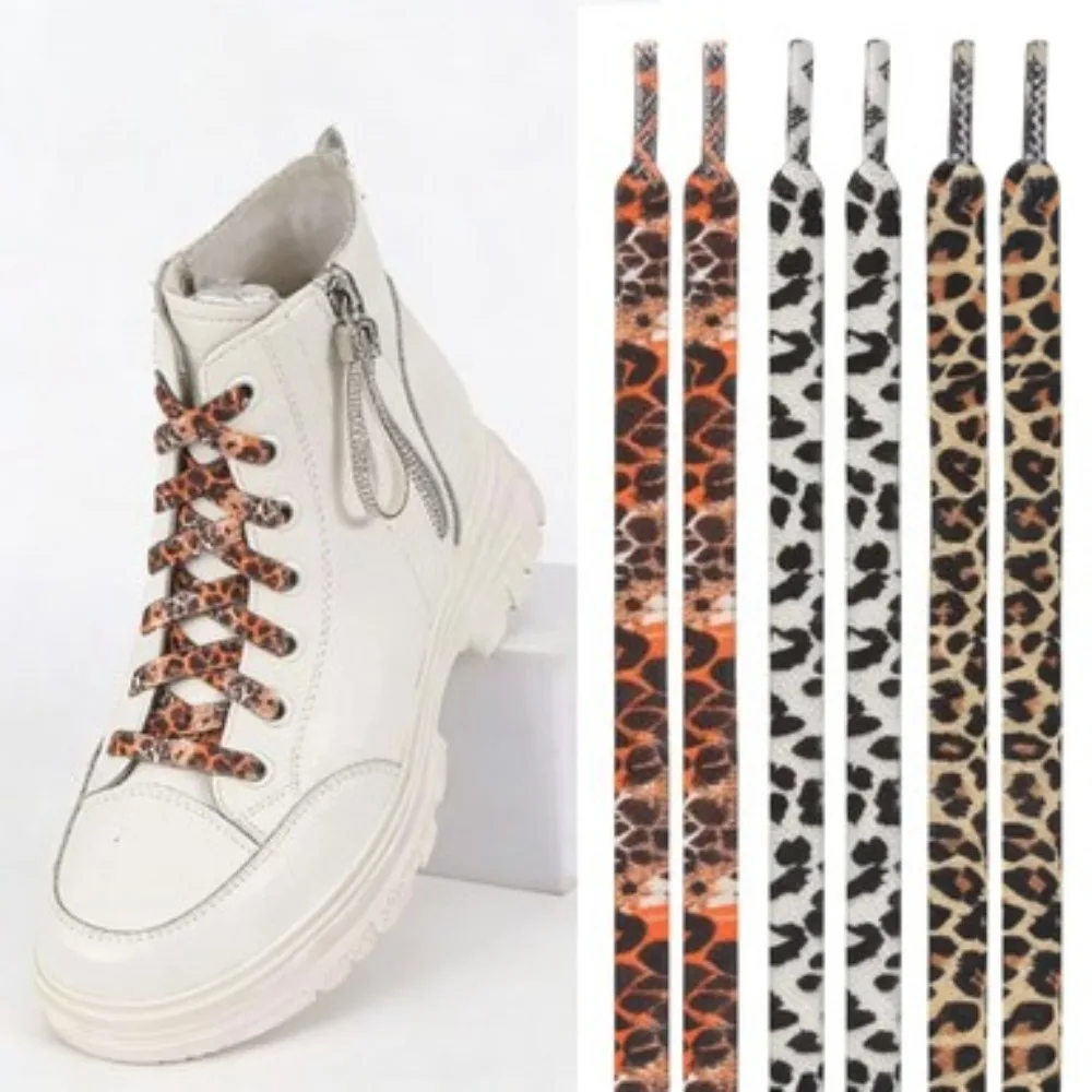 1 Pair Classic Leopard Print Flat Shoelaces – 1 Pair for Men & Women – Universal Fit for Sneakers, Boots & Outdoor Shoes
