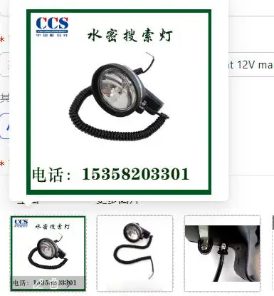 WS97-80H 12V Marine Search Light for Lifeboat Life Raft Watertight Signal Light CCS Certified