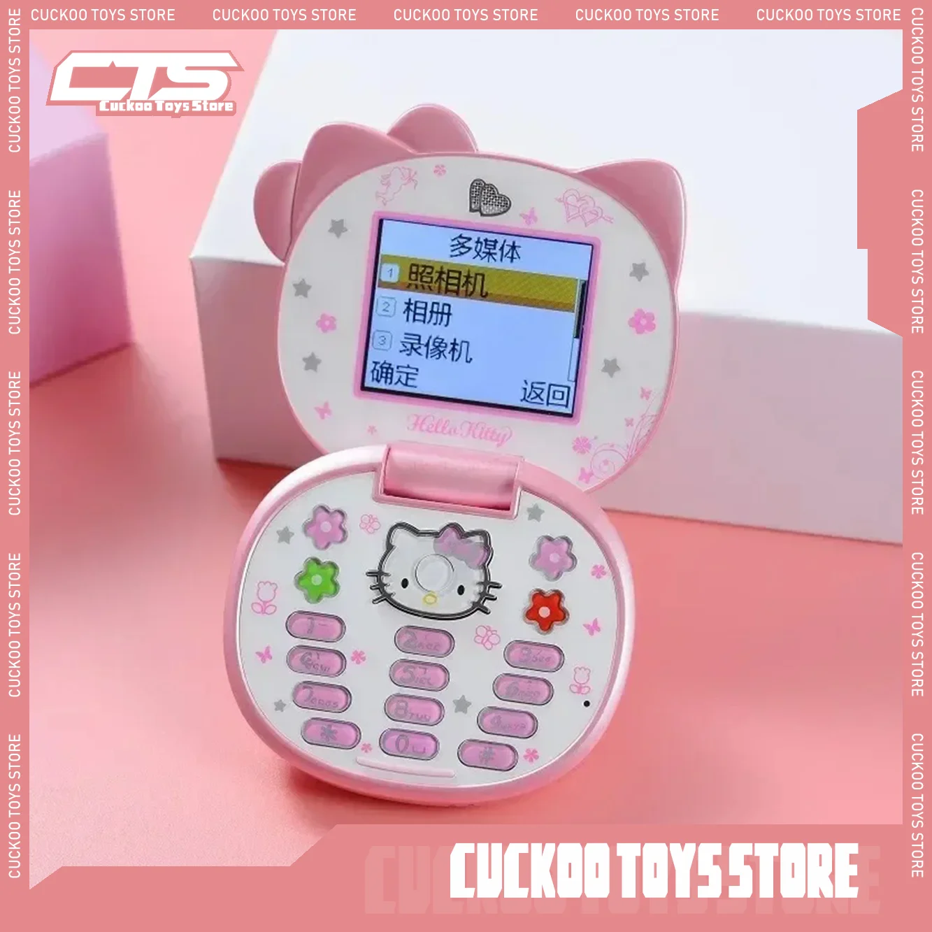 New Kawaii Sanrio Hello Kitty Flip Phone Cartoon Cute Children White Pink Mini Phone Children Christmas Gifts Fashion Model Toys