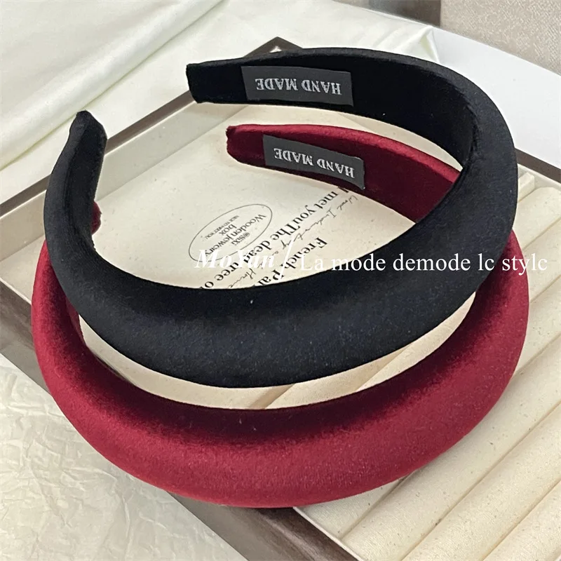 Vintage Hairbands for Girls Velet Hair Hoops 3cm Width Hair Band With Sponge Hair Accessories for Women French Style Elegant