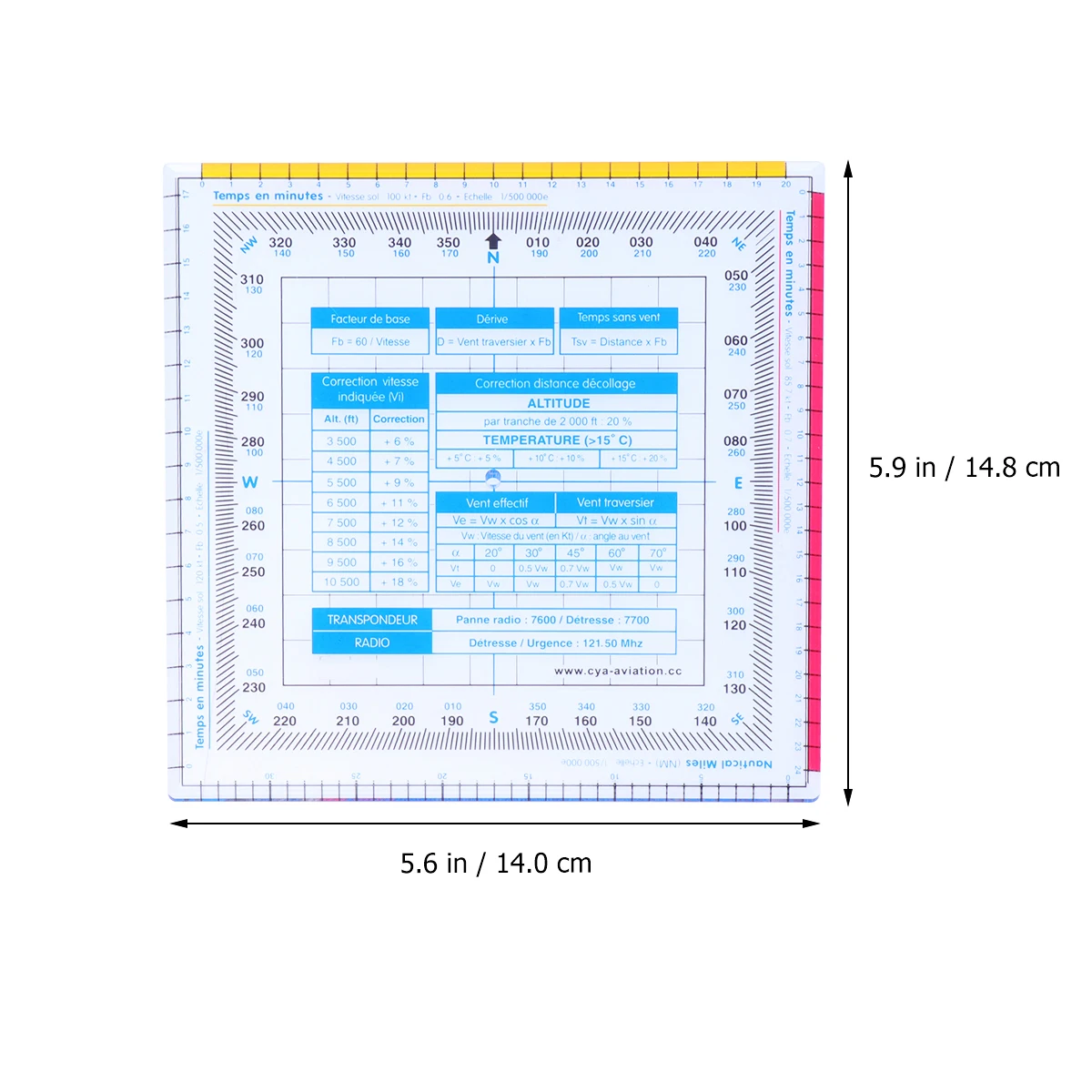 1pcs Square Vector Ruler Precision Plastic Flight Measuring Tool for School Stationery Aviation Navigation Carpentry