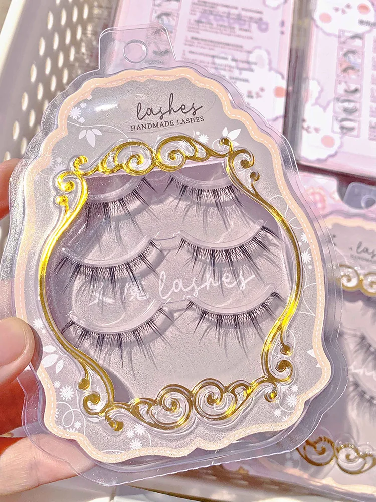 Upper Eyelashes 3 Pairs Soft Transparent Stem Egirl Thick Sharpened Eye Lashes Little Devil A Shape Fairy False Eyelash Natural