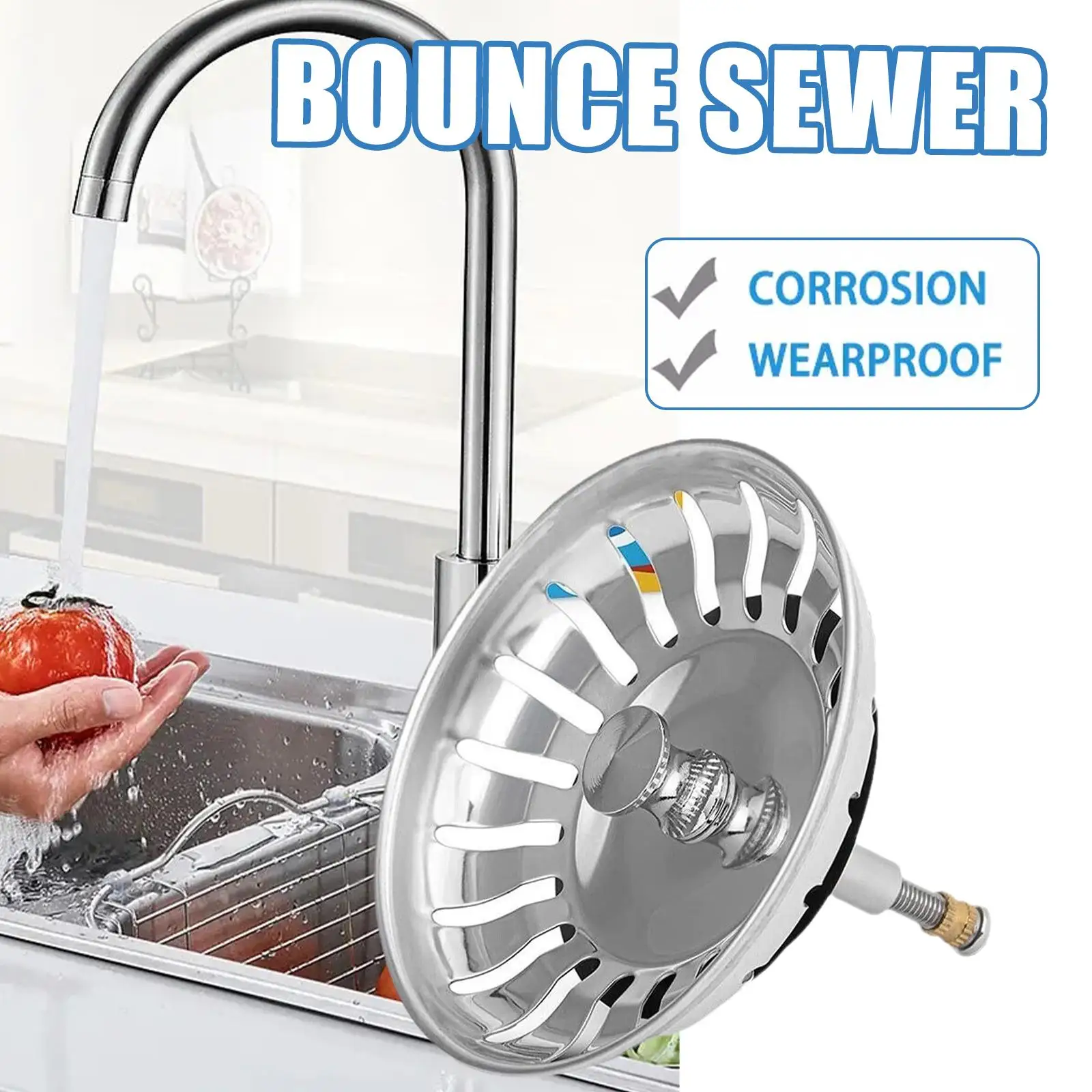 

Kitchen Sink Sewer Strainer Basin Drain Stopper Stainless Steel Sink Waste Plug Filter Anti-clog Floor Drain Kitchen Accessories
