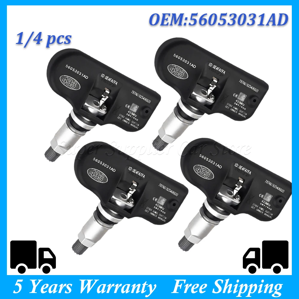 1/4PCS For Chrysler 300C 200 Grand Voyager Dodge Journey Charger Jeep Compass 433MHz TPMS Tire pressure sensor 56053031AD