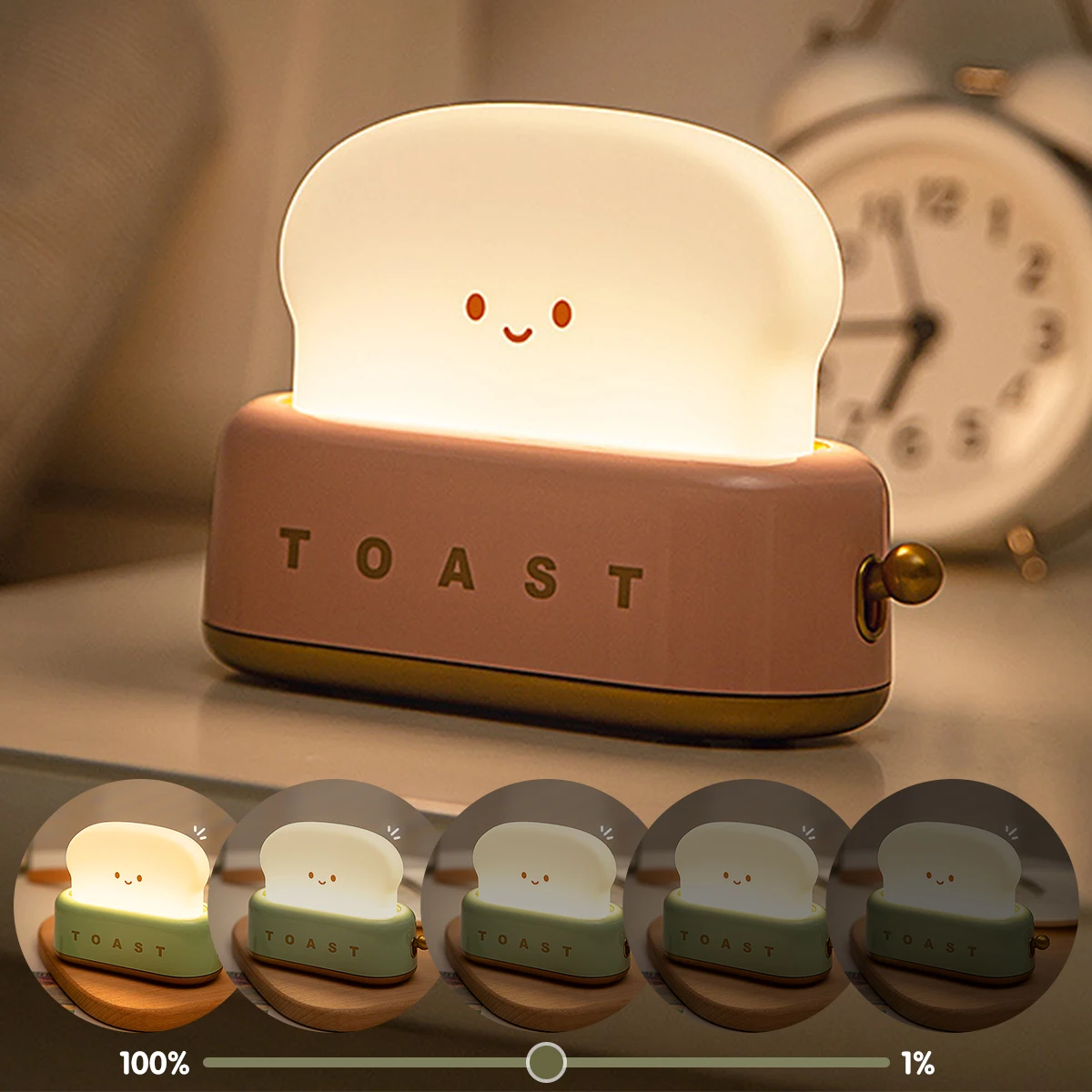 Toast Night Light Cute Bread LED Night Lamp Charging Healing Atmosphere Light Bedroom Bedside Sleep Light Timer and Dimmable