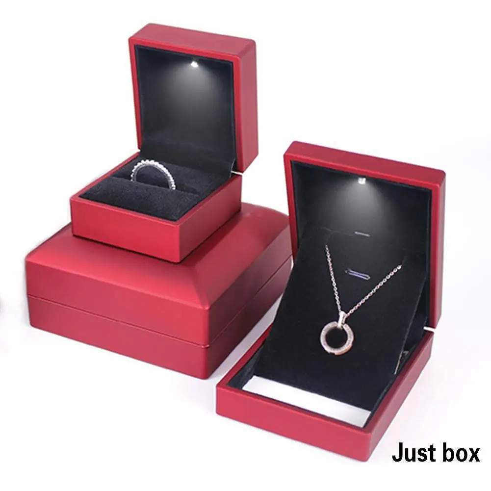 LED Lighted Gift Box Engagement Box Jewelry Box for Ring Earring Necklace Case LED Wedding Rings Box with Backlight I9Z5