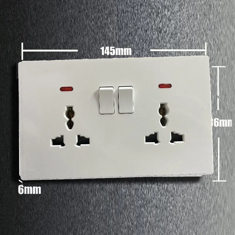 Internationaal standaard stopcontactpaneel 146-duplex multifunctionele drie-gaats stopcontact stalen frame schakelaar wandschakelaar stopcontact thuis