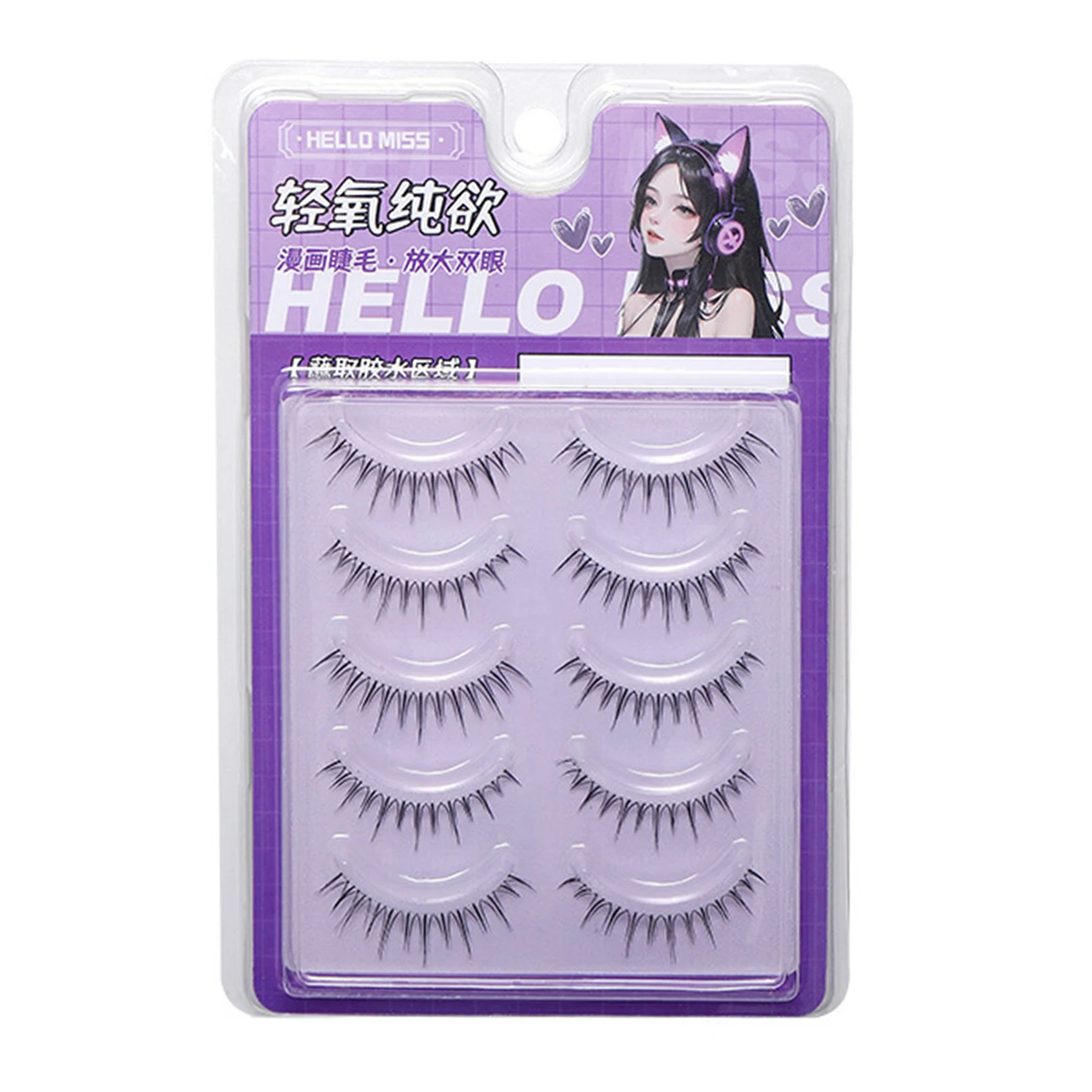 5 คู่ Wispy lashes full strip ขนตาปลอม Little Devil โปร่งใส Band premades ปริมาณแฟนขนตาอุปกรณ์