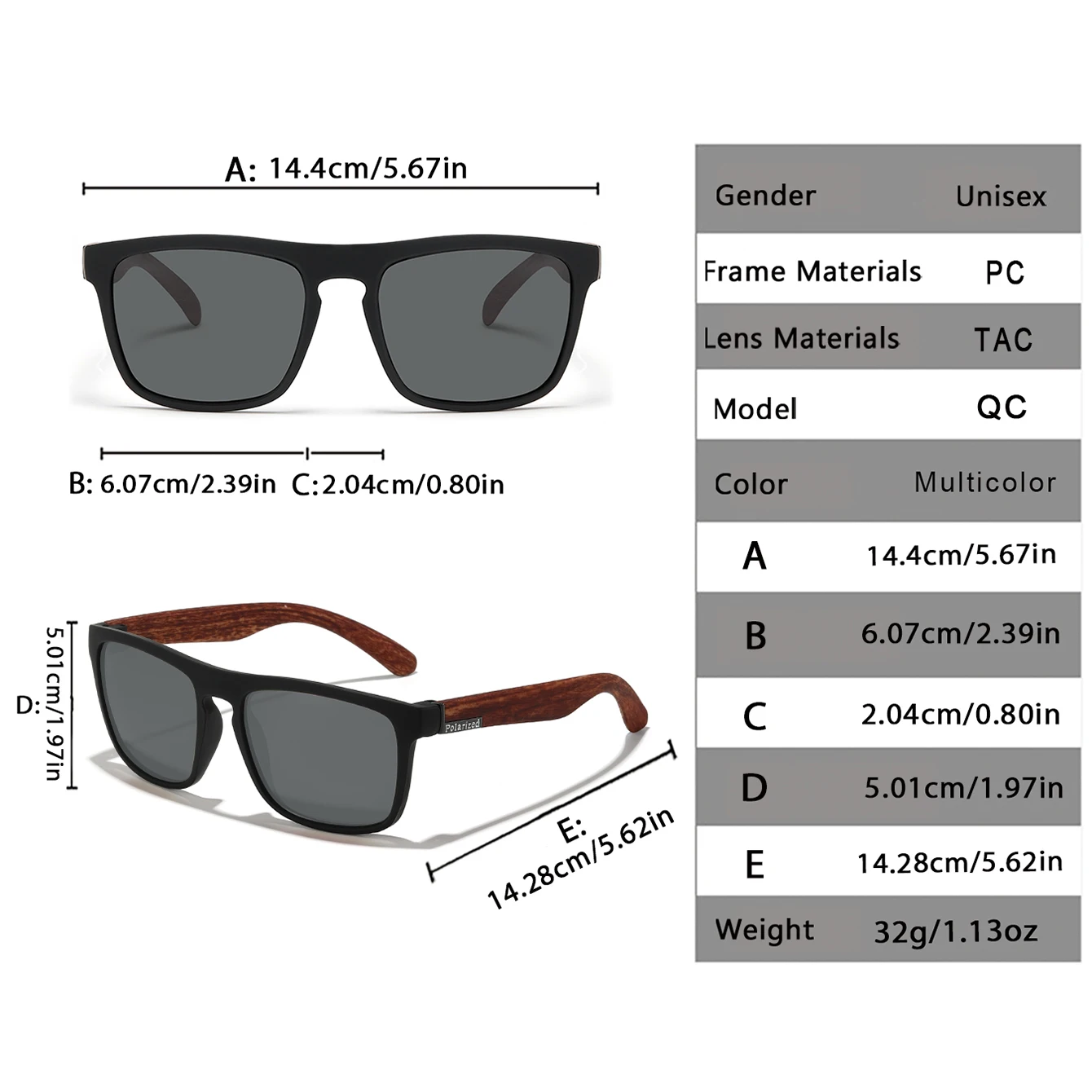 Fashion Polarized Cycling Sunglasses Men's Square Frame Colorful Lens for Fishing Bike Motorcycle Hiking - Includes Box