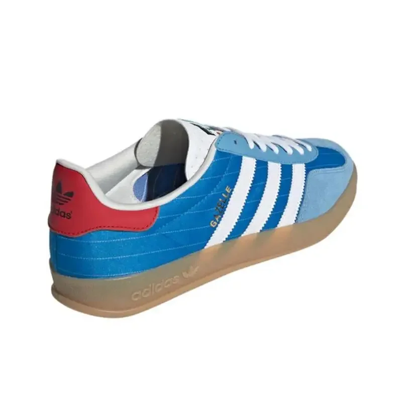 Adidas Originals Gazelle Indoor Męskie i damskie buty na deskorolkę Antypoślizgowe, odporne na zużycie i wygodne niebieskie