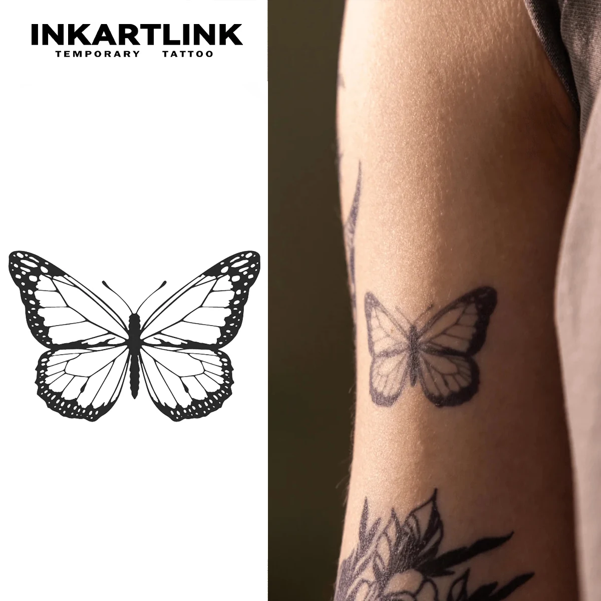

BUutterfly Temporary Tattoo,Lasts To 15 Days New Technology Magic Waterproof Semi Permanent Sticker.