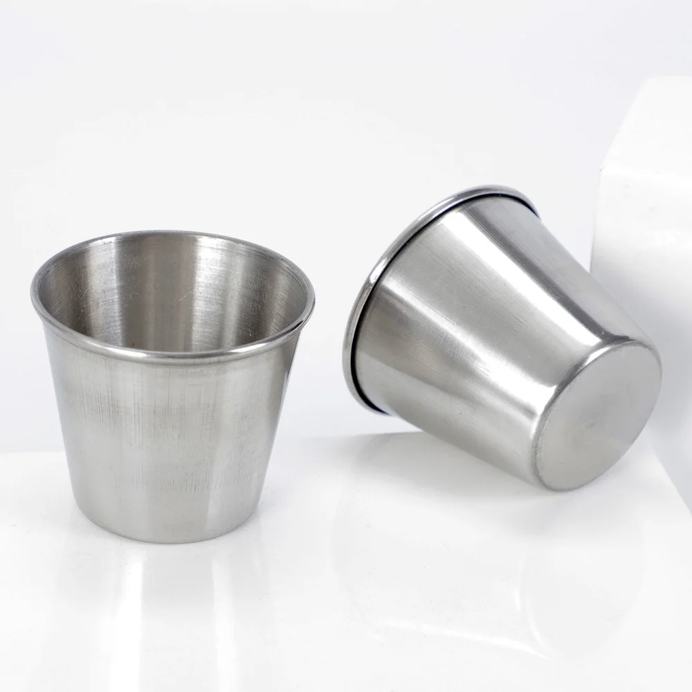 45/70ml Stainless Steel Sauce Cups Salad Condiment Containers Seasoning Dish Saucer Appetizer Plates Hot Pot Dipping Bowl