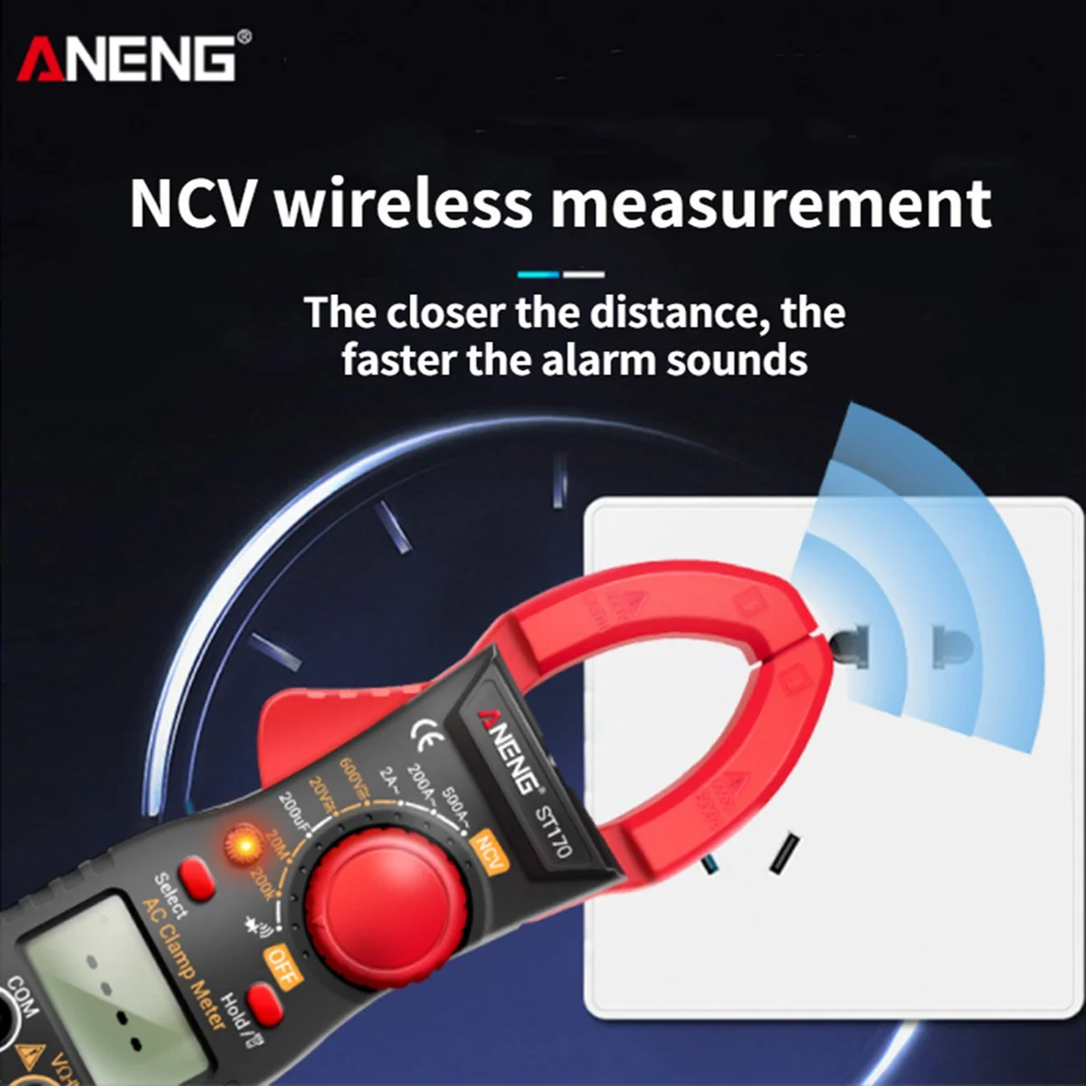 ANENG ST170 Clamp Meter Digital Multimeter 500A AC Current AC/DC Voltage Tester Capacitance NCV Ohm Diode Tester(Red)