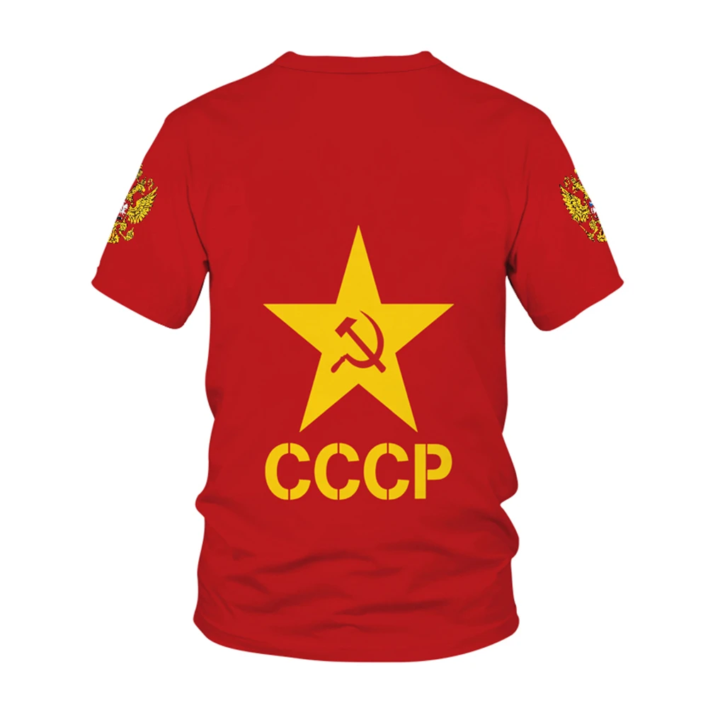 Soviet Union National Flag Pattern T-shirt Men's Hot-selling New Summer Women's Short-sleeved T-shirt Top Shirt Children's 3D