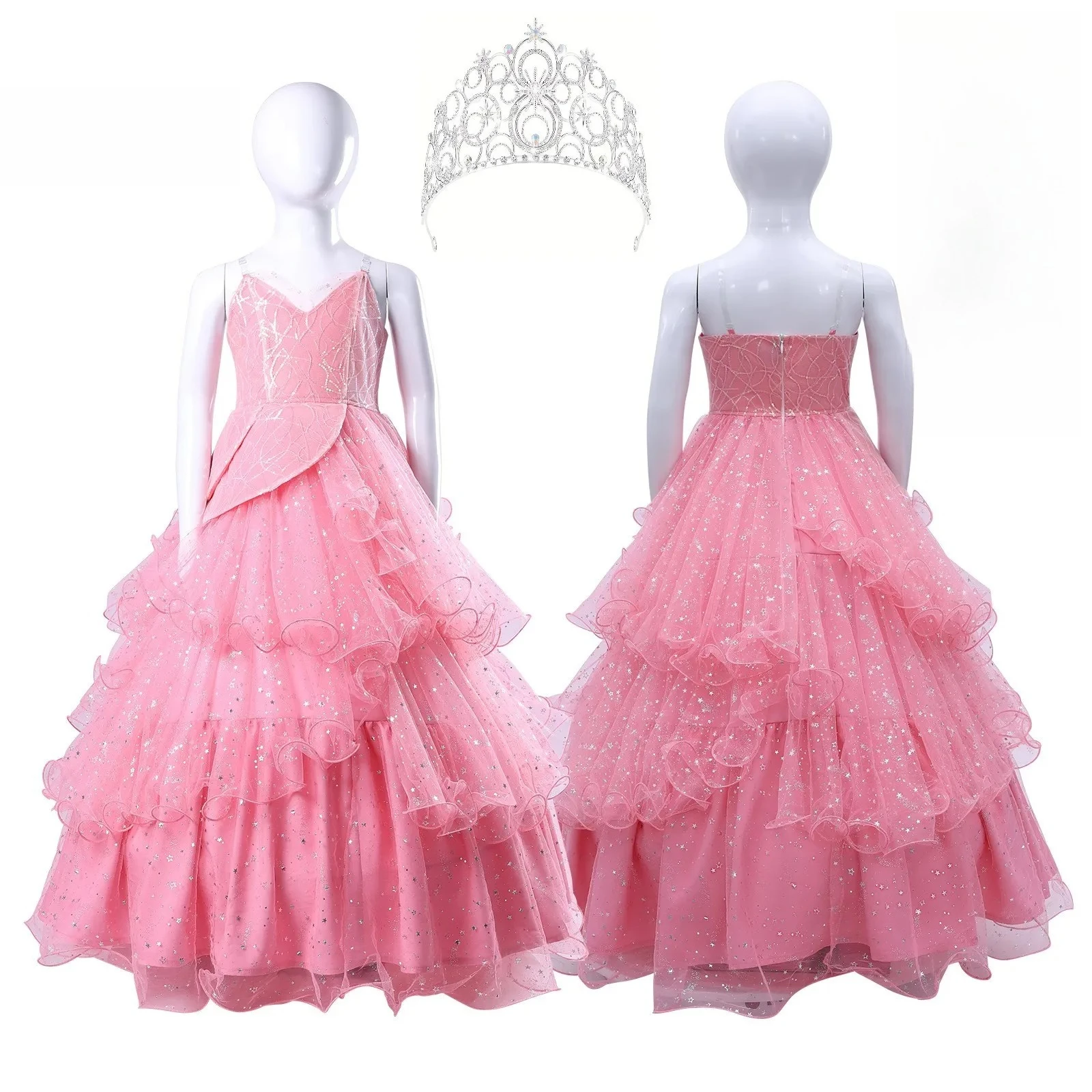 

Розовое бальное платье Wicked Part Two Glinda, костюм для косплея, элегантное платье принцессы для взрослых, детский наряд для сценического выступления