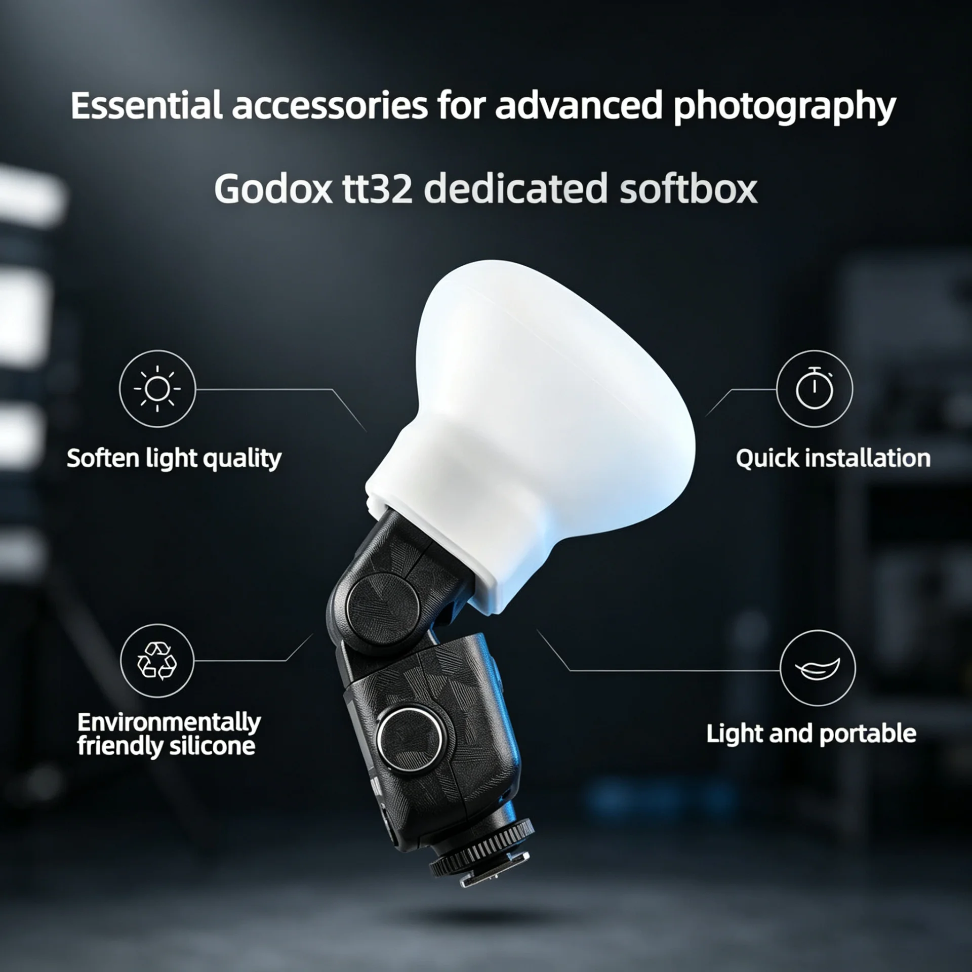 Pop Up Flash Diffuser - Portable Silicone Flash Soft Diffuser Light