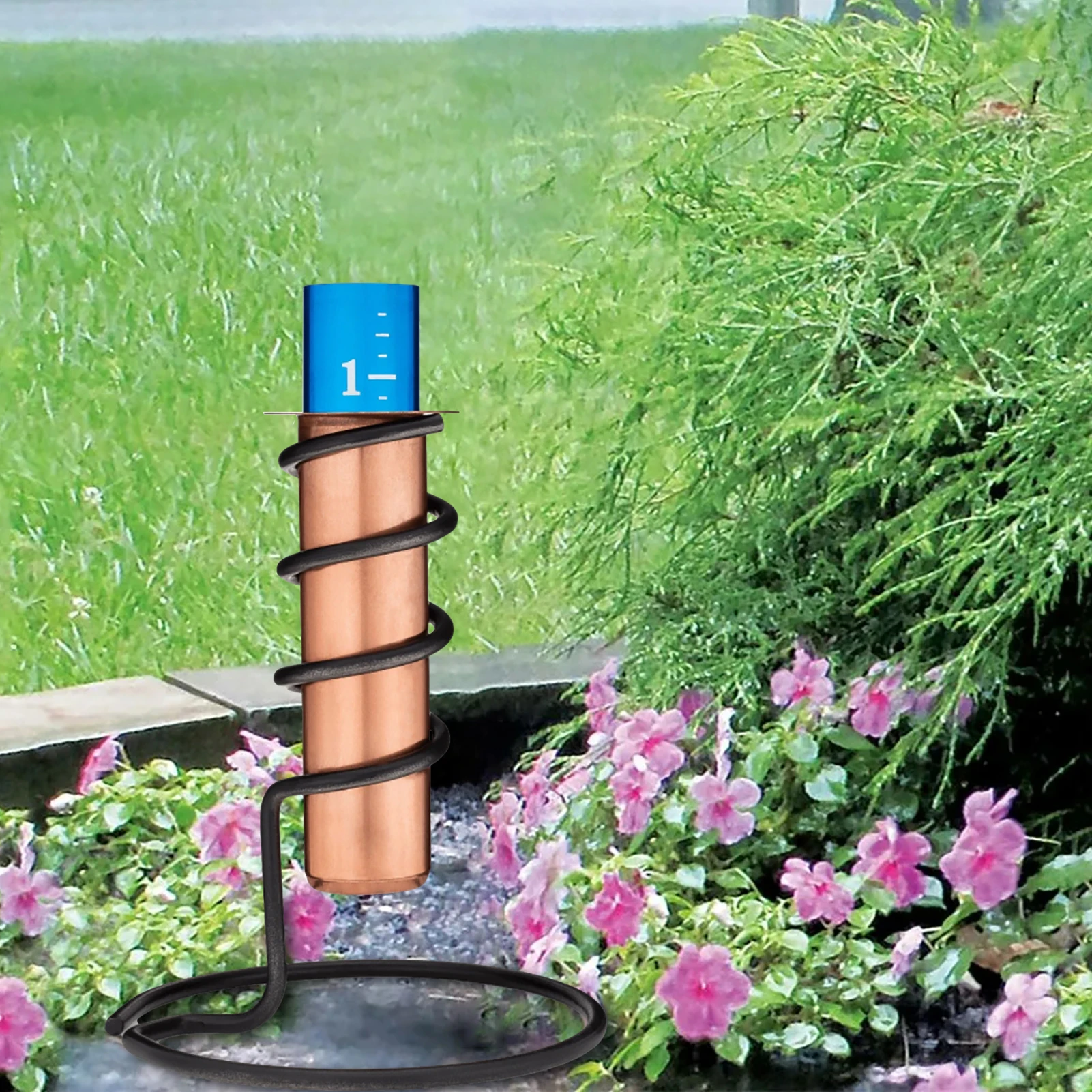 Unique Copper Rain Gauge High Accuracy Garden Floating Rain Measure Gauge for Outdoor Garden Lawn Backyard Patio Pathway