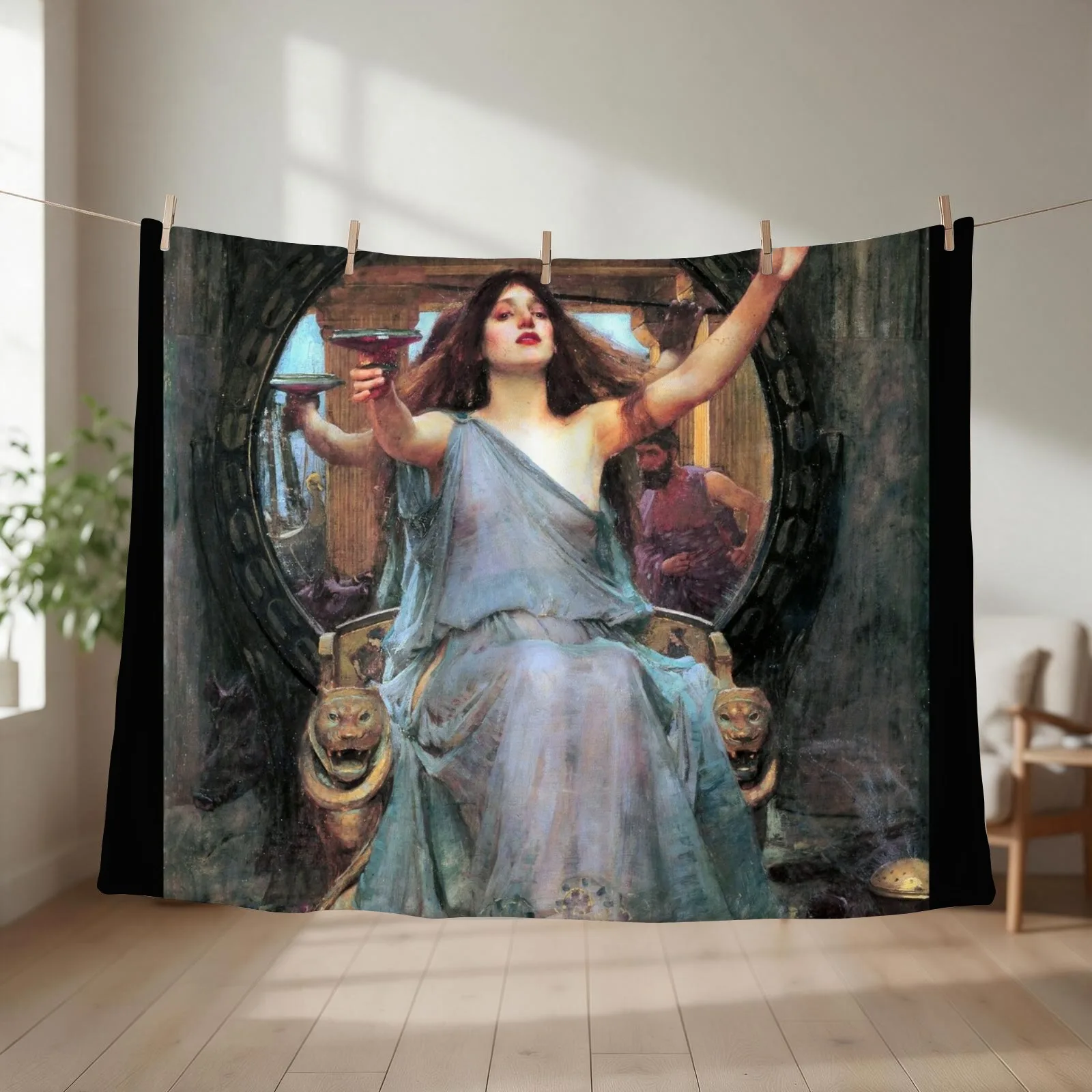 Circe offering the cup to Odysseus - John William Waterhouse Throw Blanket couch cozy soft plush fuzzy picnic outdoor blanket