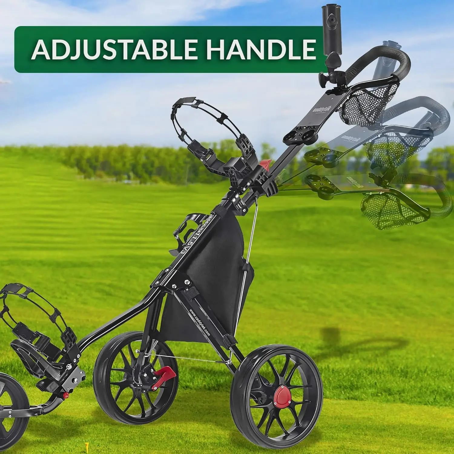 CaddyLite 11.5 V3 3 Wheel Golf Push Cart - SuperLite Deluxe, Lightweight, Easy To Fold Caddy Cart Pushcart