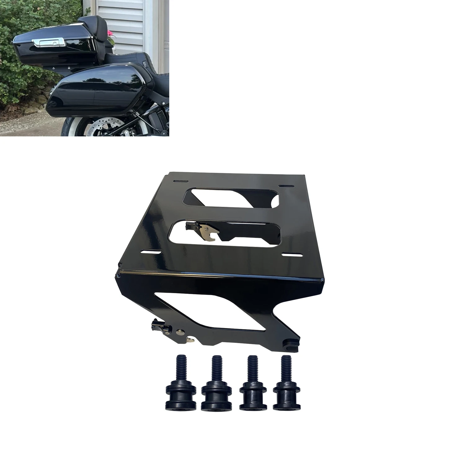 Black Solo Luggage Mount Rack Trunk Support Bracket For Harley Lower Rider FLSB FXLR FXLRS FXLRST FXRST 2018-Later