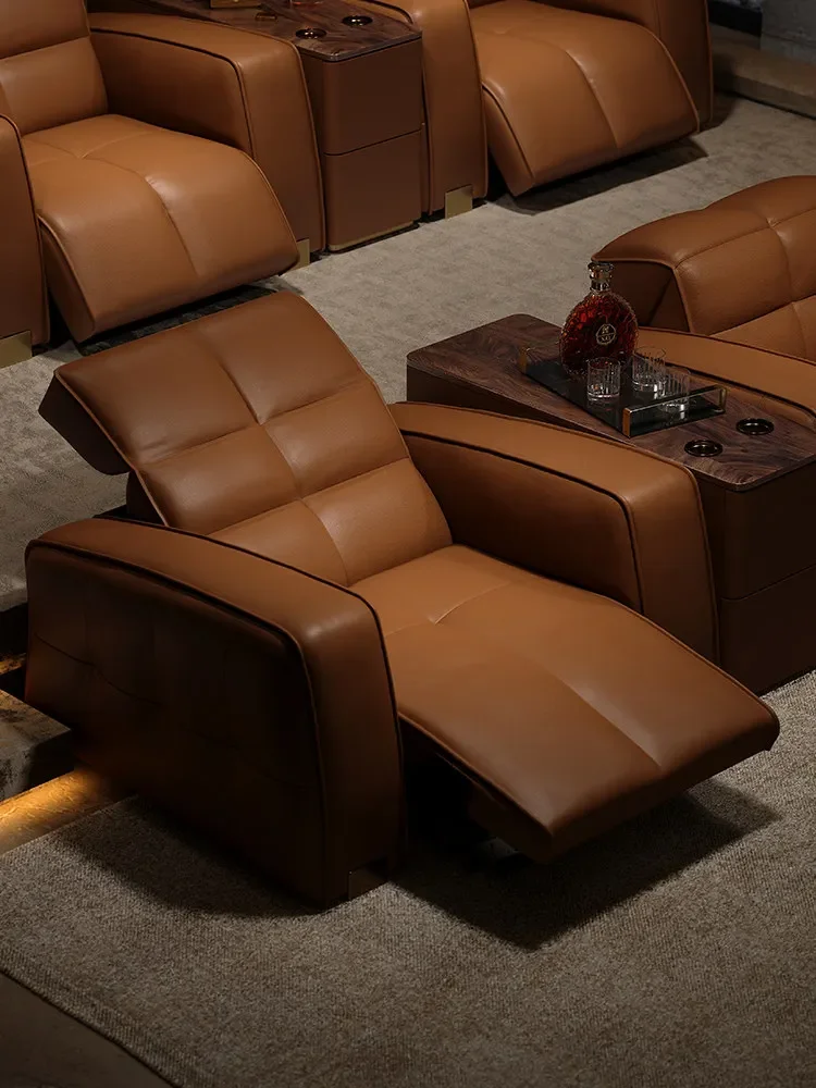 Luxury villa family audio-visual sofa, Italian light luxury electric sofa