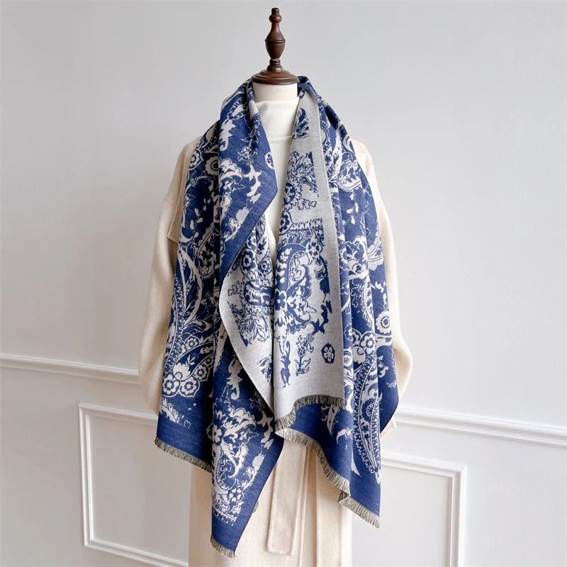 

Luxury Ethnic Autumn Cashmere Pashmina Shawl for Women Wrap Warm Lady Winter Scarves Jacquard Design Print Foulard Stoles Scarf
