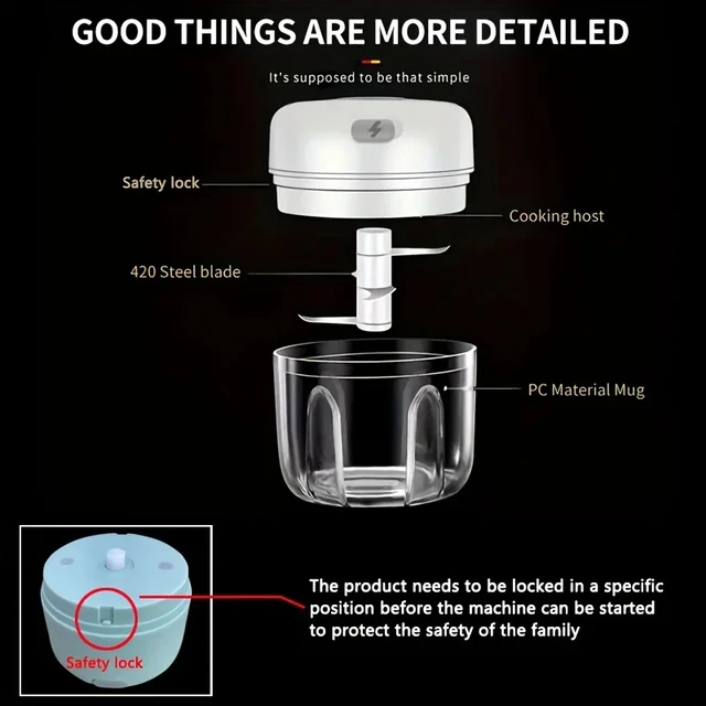 2027 250ml Mini Rechargeable Garlic Chopper Meat Grinder Durable and Sturdy Suitable for Crushing Garlic Chili Onions Minced Mea 5 2027 250ml Mini Rechargeable Garlic Chopper Meat Grinder Durable and Sturdy Suitable for Crushing Garlic Chili Onions Minced Mea 5