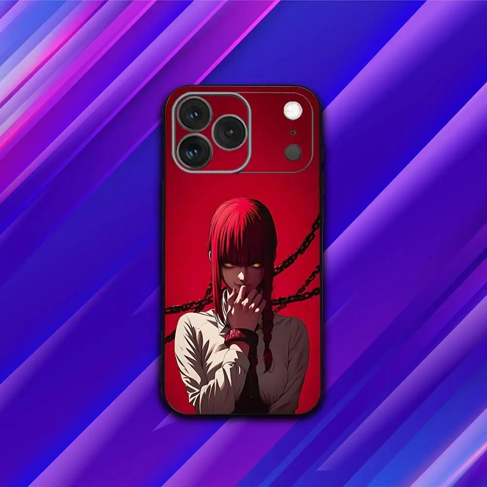 حافظة هاتف M-MakimaS أنيمي لهاتف آيفون 17,16,15,14,13,12,11,Pro,Max,Plus,X,XS,SE4,E,Mini,Soft Black Case