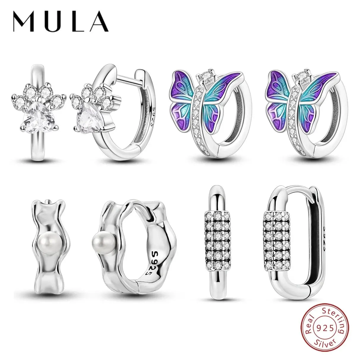 MULA 1PC 925 Sterling Silver Hoop Earring For Woman Original Pendientes Fine Jewelry