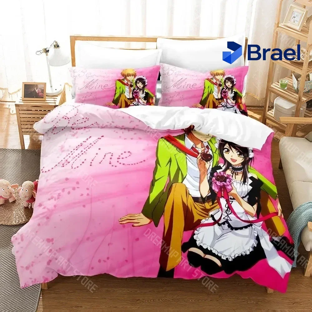 Exquisite 3D Print Kaichou Wa Maid-sama Bedding Set Cartoon Anime Three-piece Set Adult Kid Bedroom Duvetcover Sets
