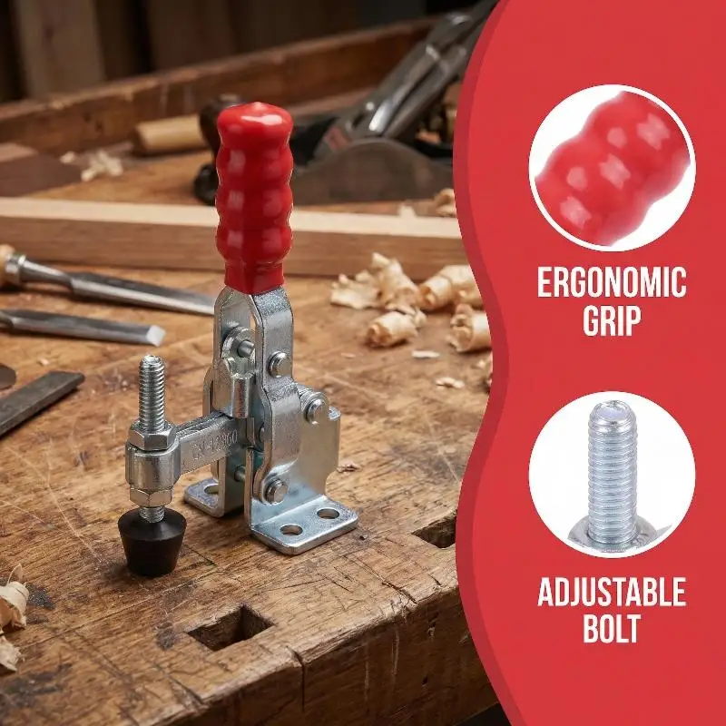 GH-12050-WDC Vertical Quick Release Clamp Heavy Duty Antislip Fixture Latch For Bench Work Fastening Tools Woodworking