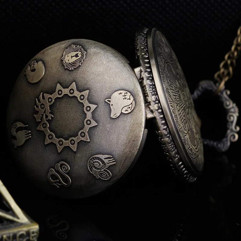 クリエイティブかわいいスタイル動物の記号とギアクォーツ懐中時計男性女性ペンダントネックレス衣類アクセサリーレロジオ Masculino