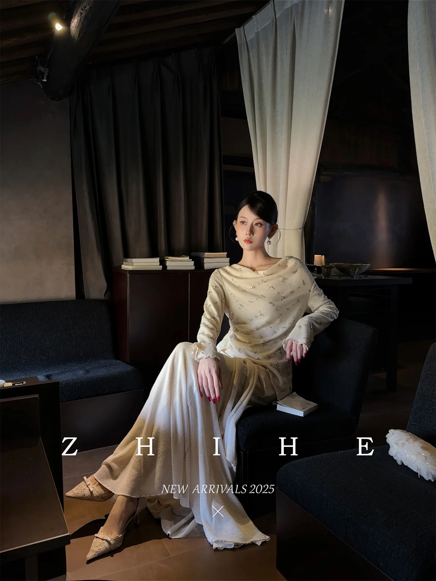 

Ele Cotton Embroidered Bead ter Top Skirt Set Women's Casual Sle Two-Piece Suit Floral Pattern Long Sve Autumn Wi...